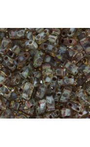 Miyuki half tila 5x2.4mm beads - Picasso transparent light smoky topaz HTL-4505